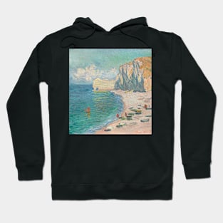 Etretat - The Beach and the Falaise d'Amont by Claude Monet Hoodie